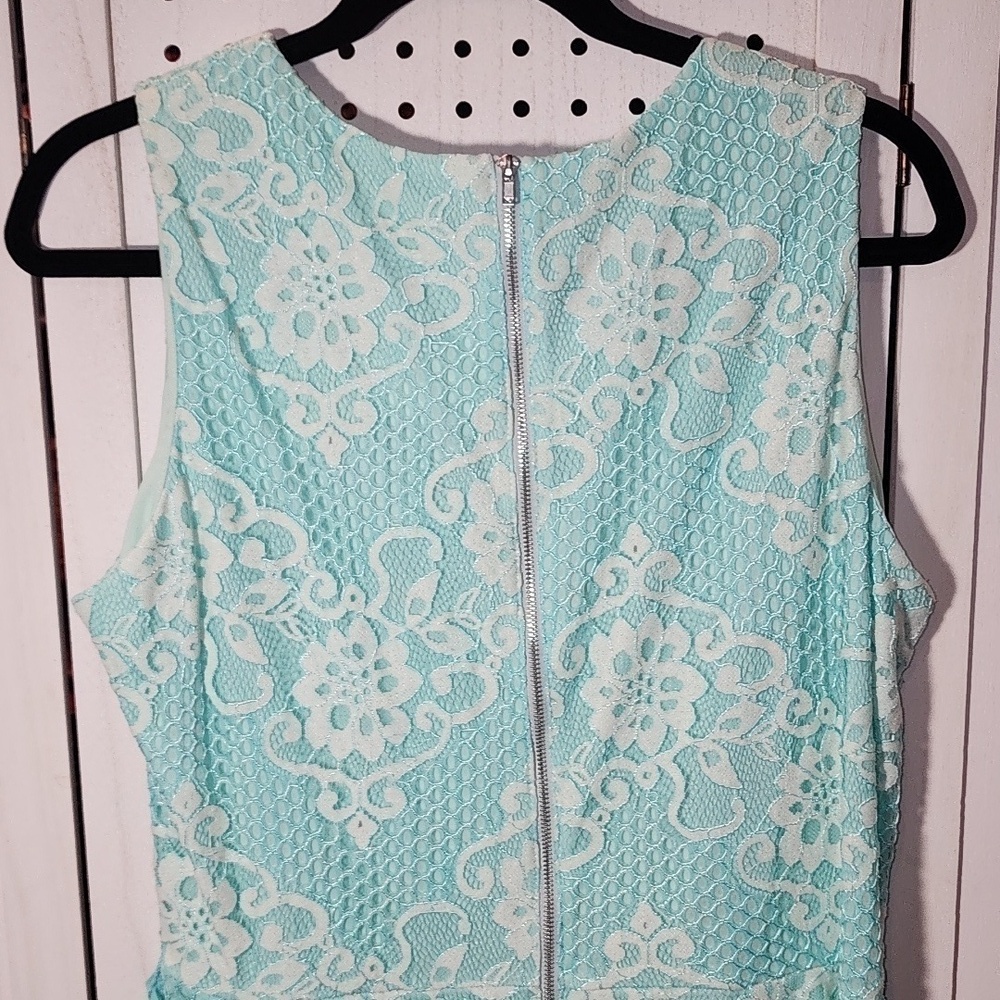 Melonie T Size 14 Lace Midi Dress Sleeveless Aqua - Picture 6 of 7